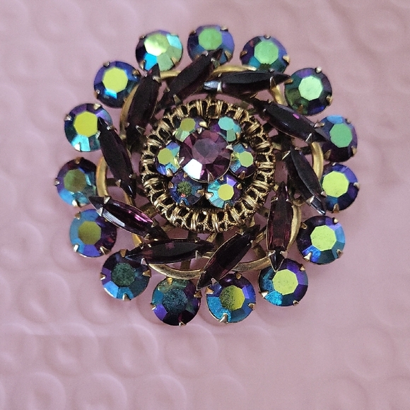 Jewelry - Aurora Borealis And Navette Rhinestone Vintage Brooch